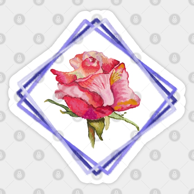 Digital Watercolor Rose Design Sticker by Lighttera